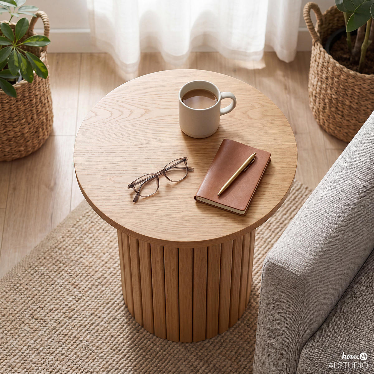 BEISTELLTISCH - 40 cm - Eichefarben, Holzwerkstoff (40/40/45cm) - home24