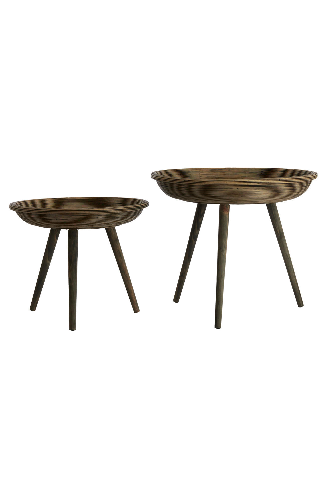 BEISTELLTISCH Colon Braun Ø56/48 cm 2er-Set - Dunkelbraun, Holz (56/56/48cm) - Light & Living