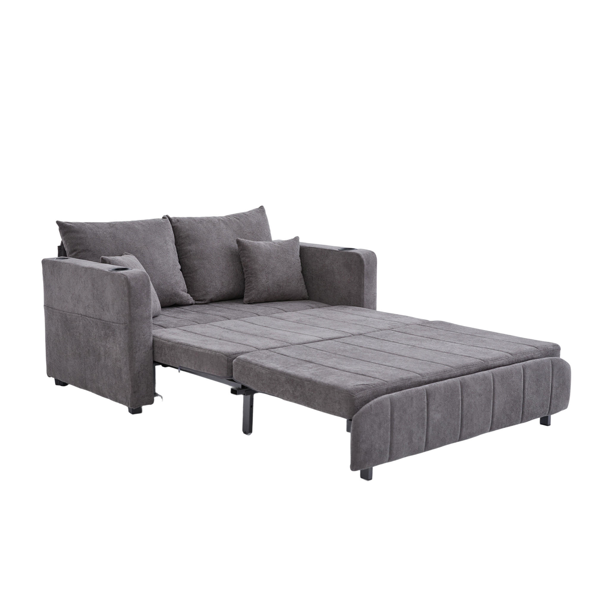 SCHLAFSOFA Zweisitzer mit Schlaffunktion,ausziehbar,Chenille,Grau - Grau, Textil (73/83/139cm) - LVHOM