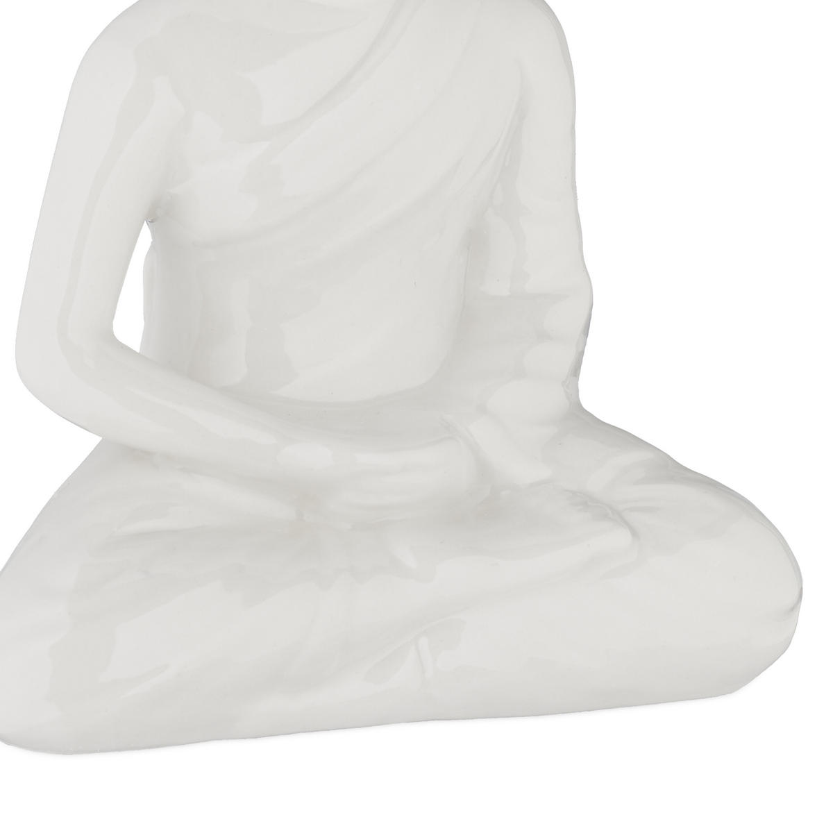 BUDDHA-FIGUR - Weiß, Keramik (11/17/7cm) - Relaxdays