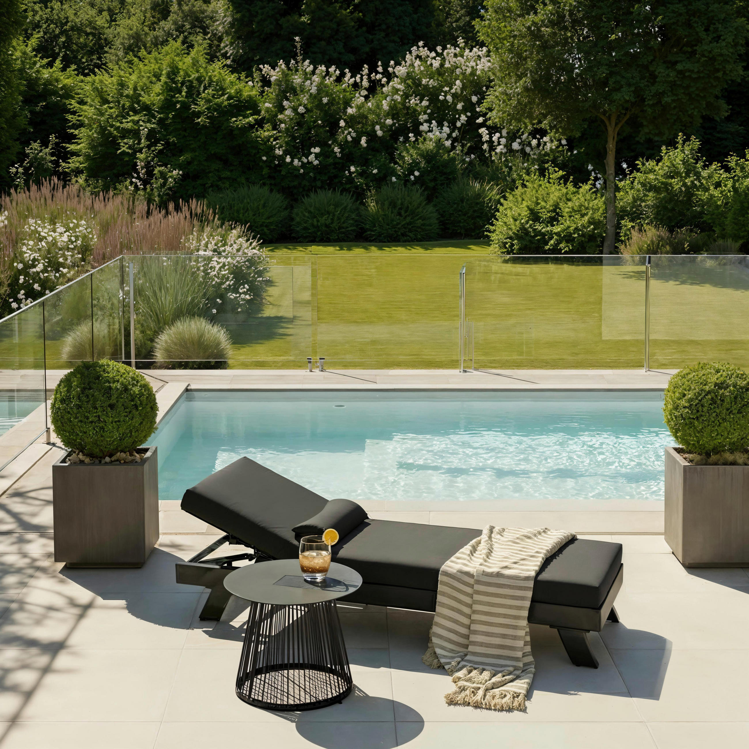 GARTENLIEGE Susa Dunkelgrau Metall/Outdoorstoff - Dunkelgrau, Metall (1/64/40cm)