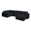 WOHNLANDSCHAFT VELAMI L-S Schwarz Kordstoff mit Schlaffunktion - Schwarz, Holz (365/83/194cm) - MASSENO