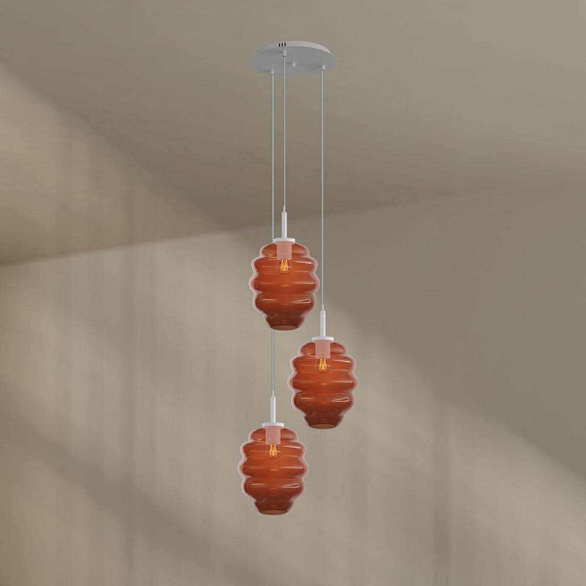 GALERIELEUCHTE Echos 3-flammig Rauch Ø 25cm - Anthrazit/Weiß, Glas (25/25/28cm) - s.luce
