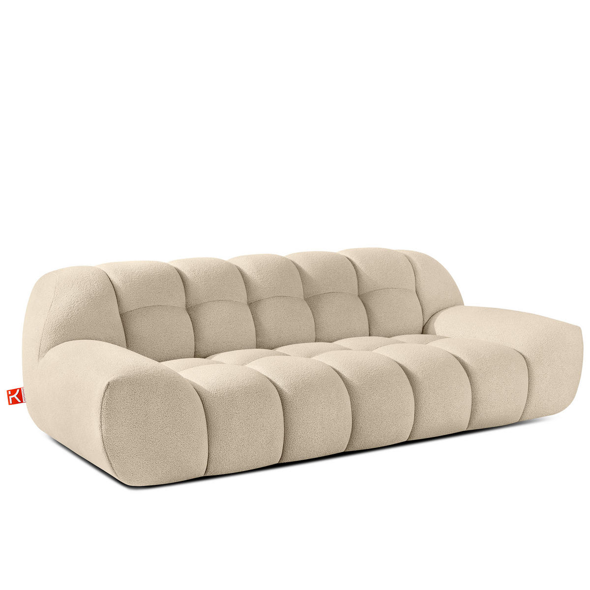 EINZELSOFA VENA Bouclé, Hellbeige - Beige, Holz/Textil (225/72/105cm) - KONSIMO®