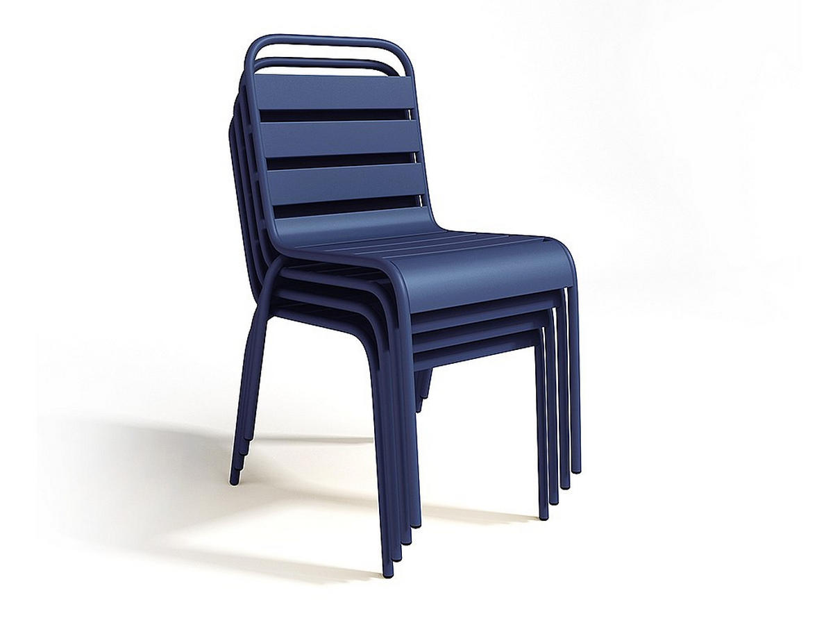 GARTENESSGRUPPE im Set - 4 -Sitzer - Stahl - marineblau - MIRMANDE - Blau, Metall - Vente-Unique