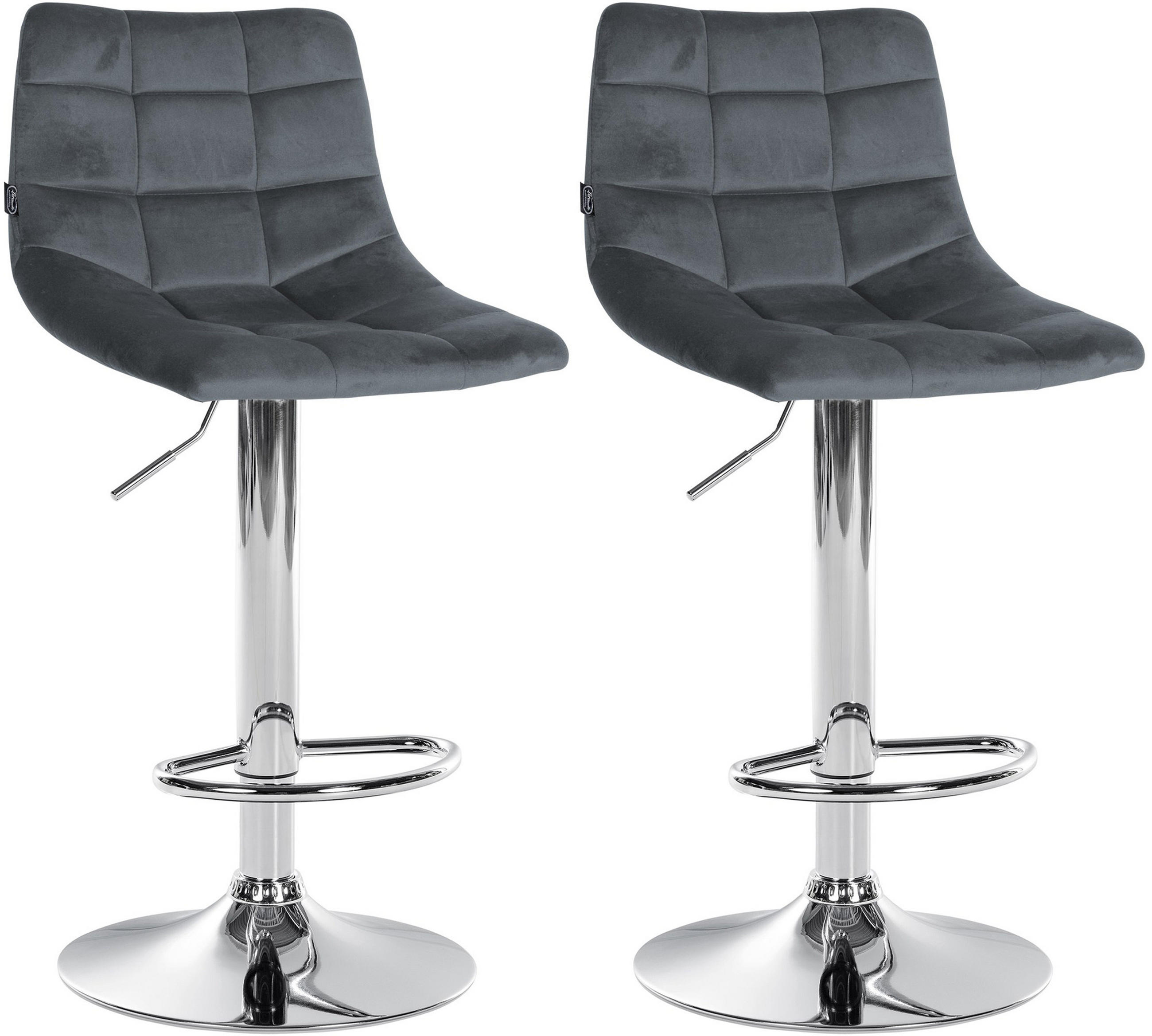 BARHOCKER 2er Set James Samt chrom dunkelgrau - Chromfarben/Grau, Textil/Metall (43/108.5/46.5cm) - TPFLiving