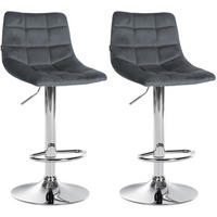 BARHOCKER 2er Set James Samt chrom dunkelgrau - Chromfarben/Grau, Textil/Metall (43/108.5/46.5cm) - TPFLiving