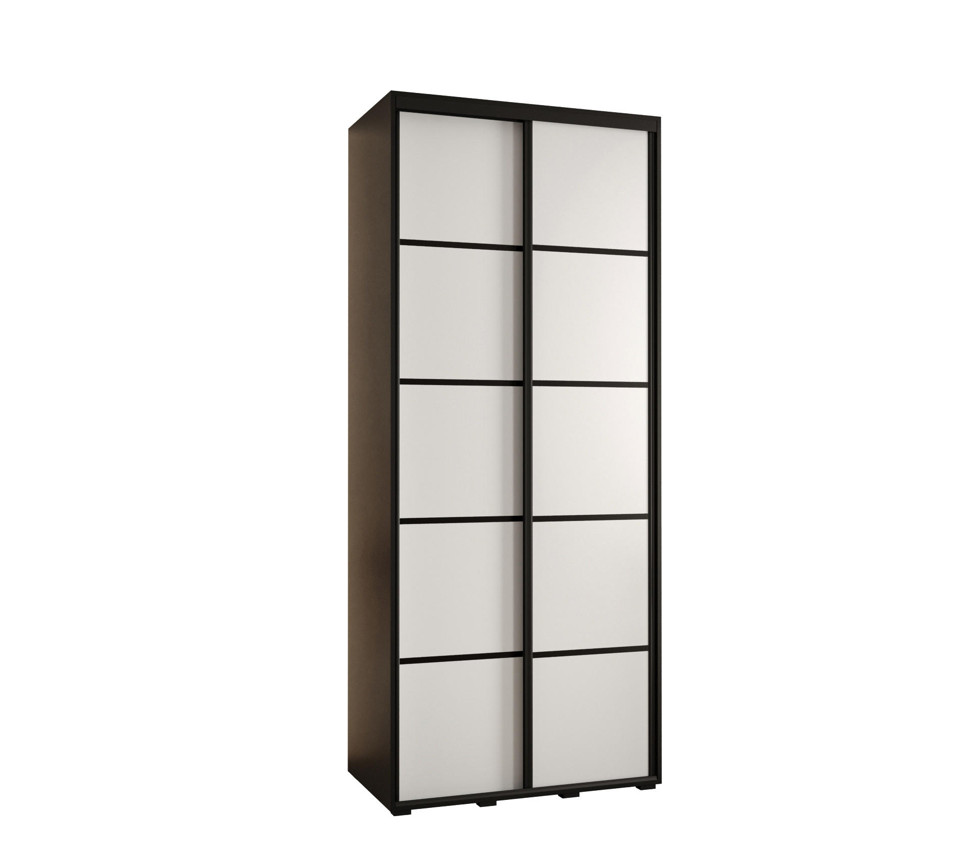 Abiks Möbel SCHWEBETÜRENSCHRANK Schwarz, Weiß, Schwarz 100cm × 45cm × 235cm
