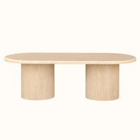 MODERNER Couchtisch mit ovaler Travertin-Tischplatte - Beige, Keramik (70/130/45cm) - alesvelt