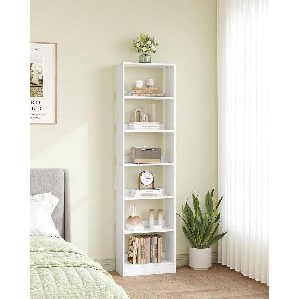 BÜCHERREGAL 6-stöckig Weiß 24 x 50 x 183 cm - Weiß, Holzwerkstoff (50/183/24cm)