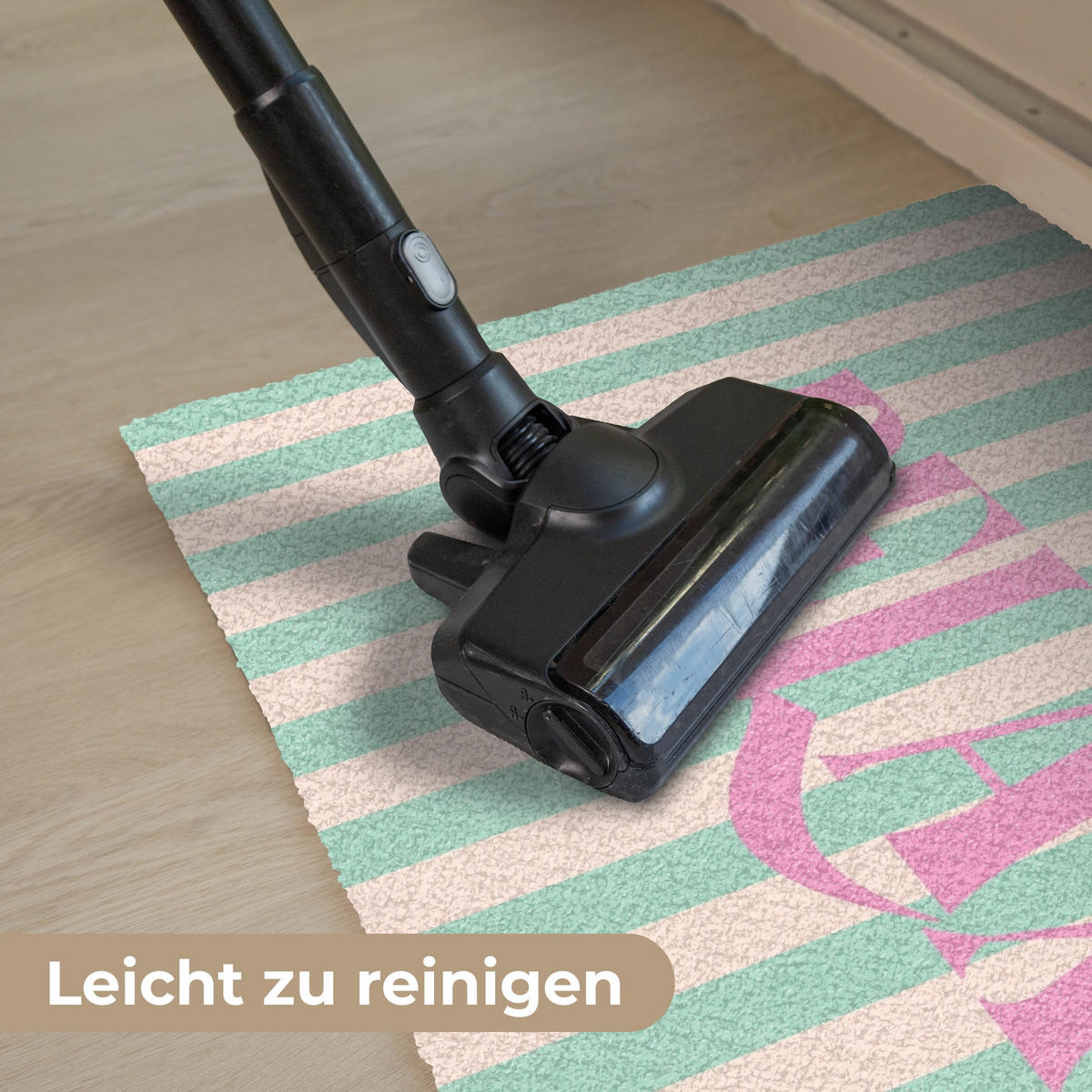 FUSSMATTE Rosa – Grün – Streifen – Entspannung 60x40 cm - Mintgrün, Kunststoff (60/0.4cm) - MuchoWow