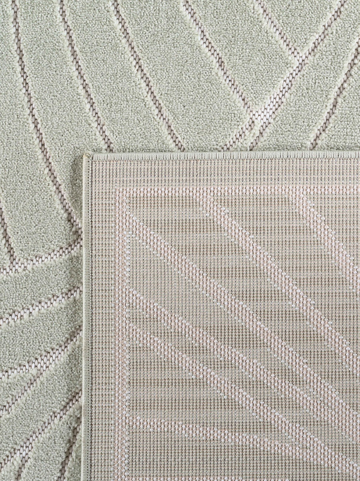 TEPPICH Outdoor, Fußbodenheizung-geeignet, mit Blattmotiv, ENGADIN in Salbeigrün, 280 x 370 cm - Grün, Textil (280/370cm) - KADIMA DESIGN