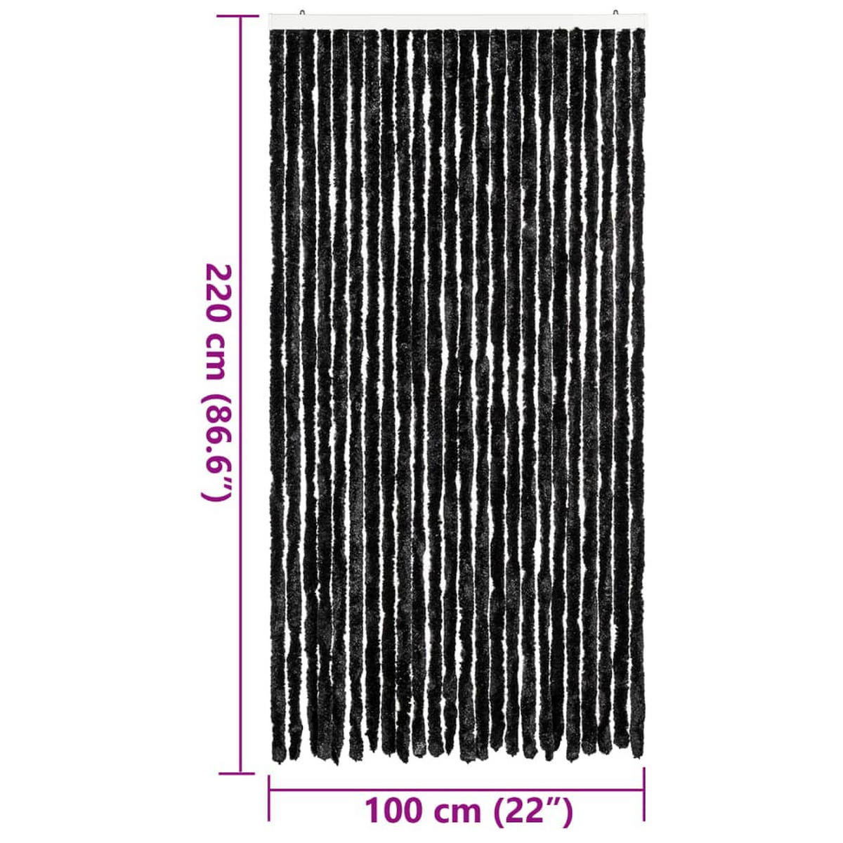 INSEKTENSCHUTZ-VORHANG Anthrazit 100/220 Cm Chenille - Anthrazit, Kunststoff (100/220/100cm) - vidaXL