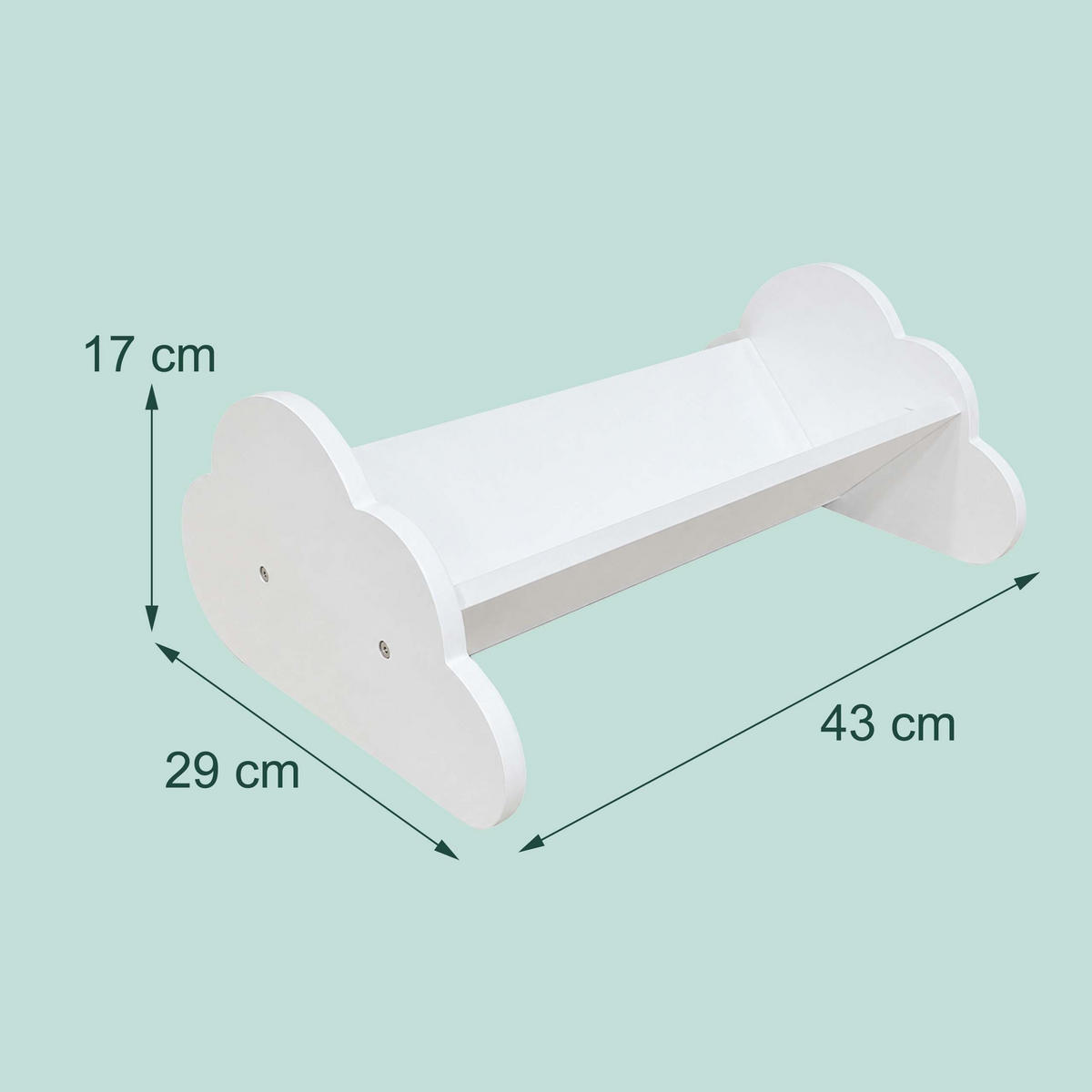 BIBLIOTECĂ Alb copii motiv nor MDF 17x43x29 cm - alb, compozit lemnos (43/17/29cm) - Relaxdays