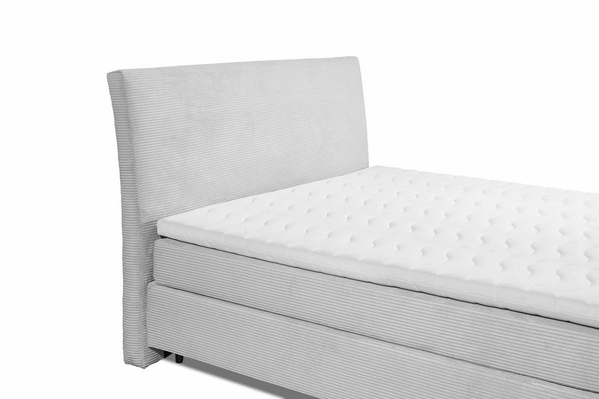 BOXSPRINGBETT 180x200, 7‑Zonen-Tonnentaschenfederkern & H30-Topper, Cordbezug - Beige/Creme, Kunststoff/Textil (180/200cm) - ed exciting design