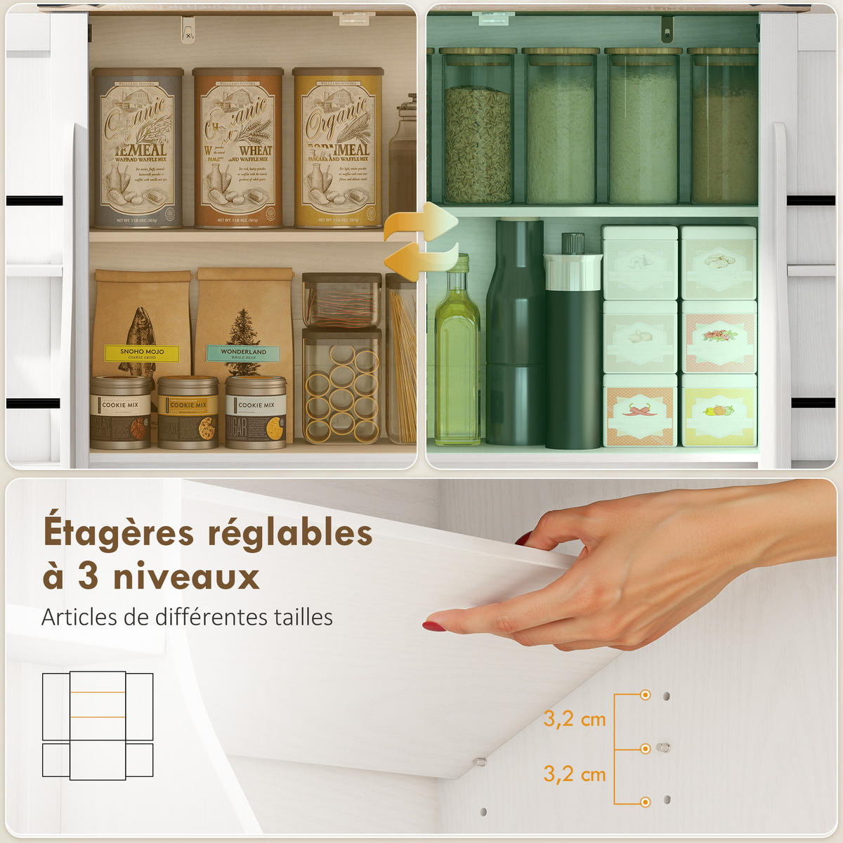 BUFFET DE-11280 4 Türen Weiß - Weiß, Holzwerkstoff (40/136/76.3cm) - ComfortXL