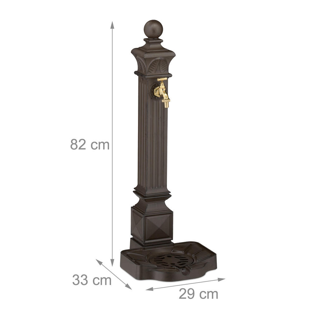 Thumbnail - Relaxdays Standbrunnen, Dunkelbraun, Metall, 29x82x33 cm, Gartenzubehör, Gartendeko