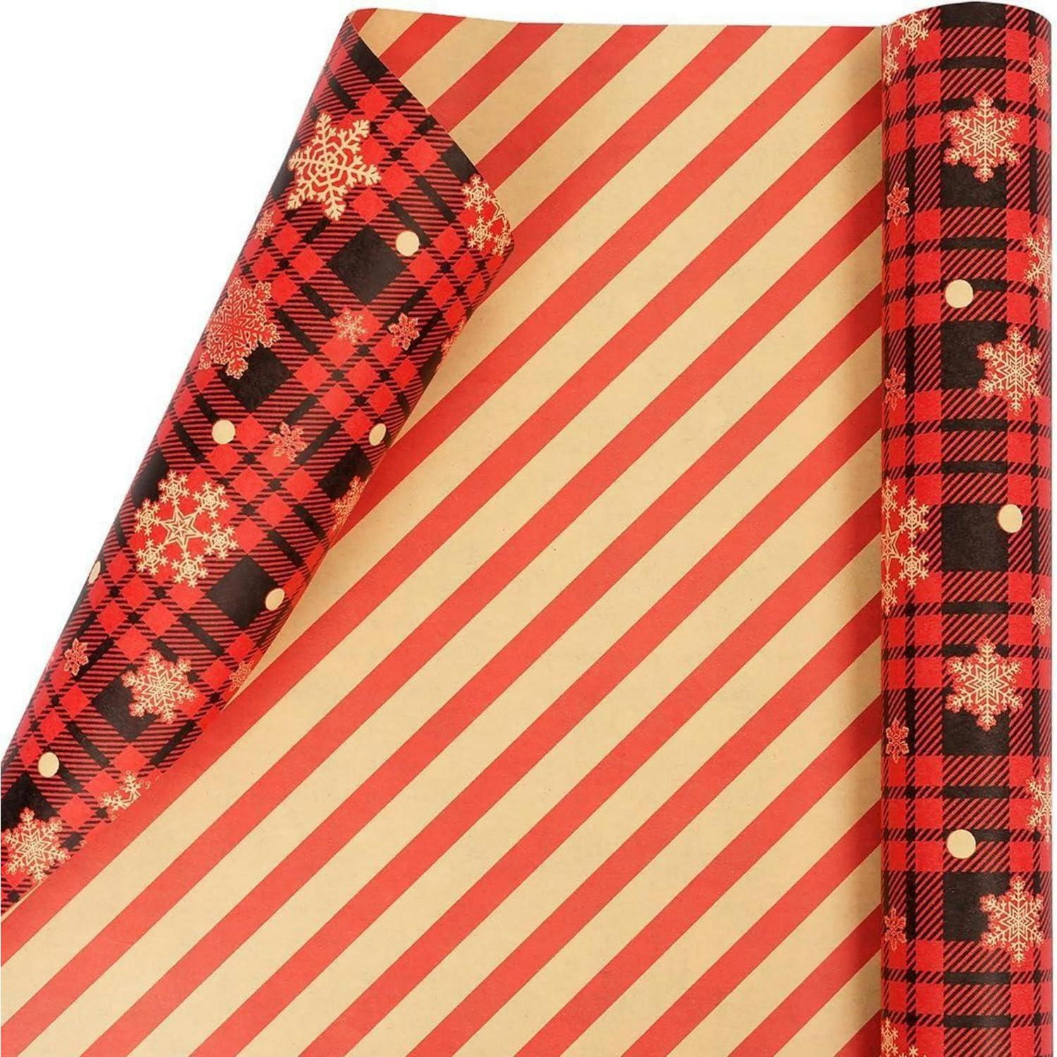 GESCHENKPAPIERROLLE Weihnachten Wendbar Rot Braun Schwarz 43 cm x 10 m - Multicolor, Papier (43/43/43cm)