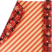 GESCHENKPAPIERROLLE Weihnachten Wendbar Rot Braun Schwarz 43 cm x 10 m - Multicolor, Papier (43/43/43cm)