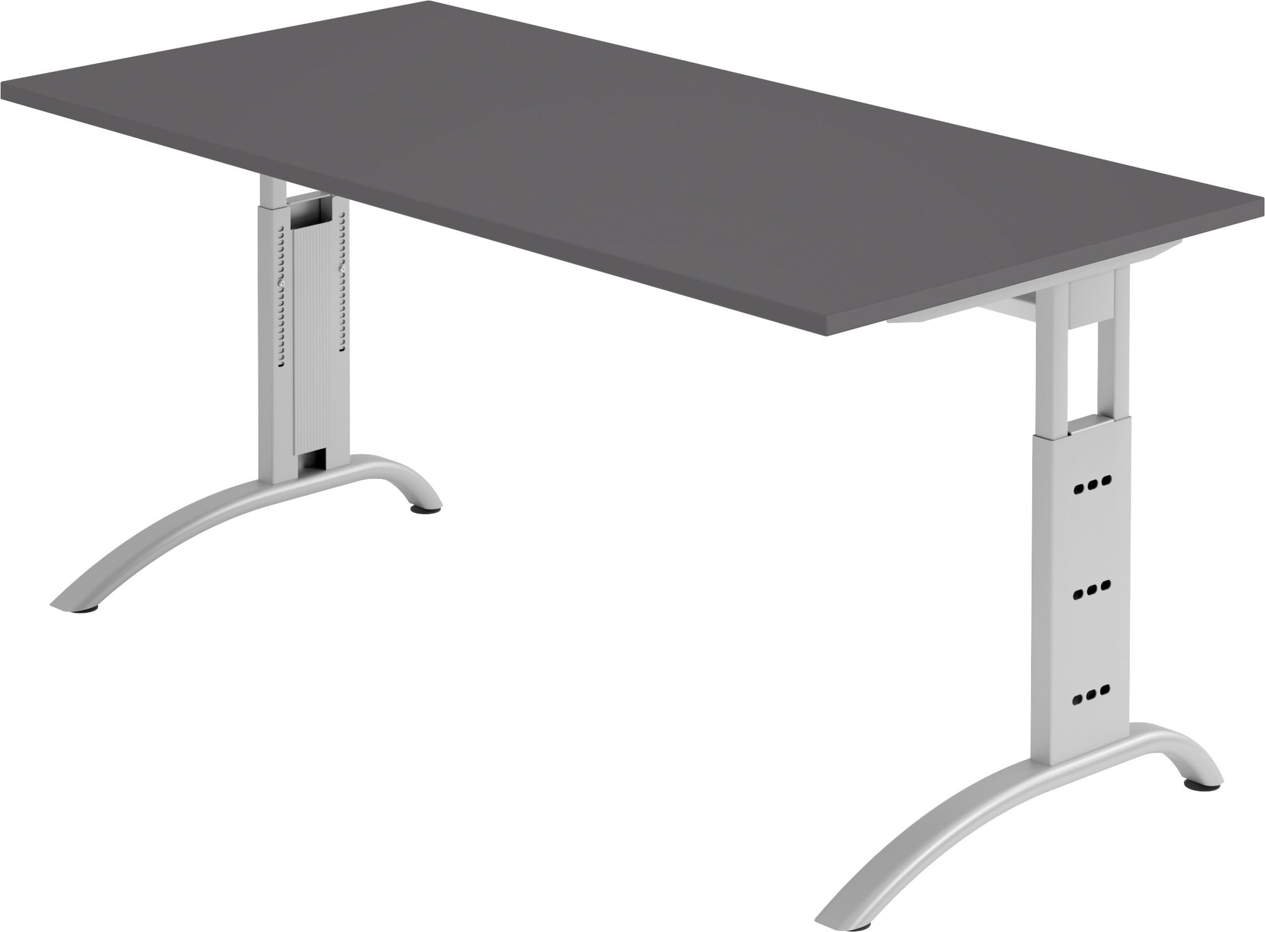 SCHREIBTISCH Serie-F 80/160/74 cm in Graphitfarben - Graphitfarben, Holzwerkstoff (80/160/74cm) - bümö
