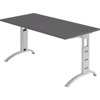 SCHREIBTISCH Serie-F 80/160/74 cm in Graphitfarben - Graphitfarben, Holzwerkstoff (80/160/74cm) - bümö