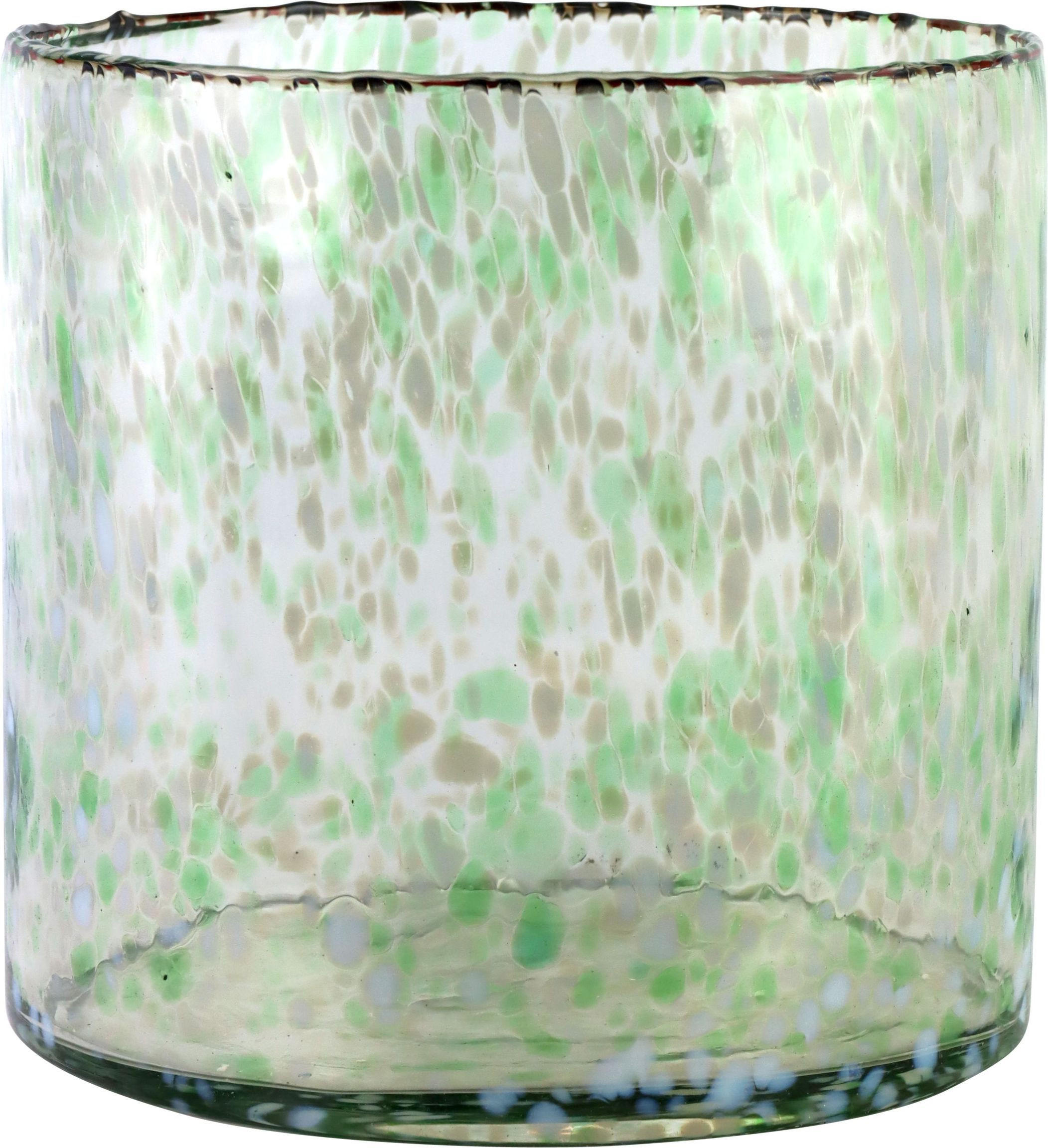 WINDLICHTVASE confetti grün/gelb Glas - Grün, Glas (17.5cm) - FURNARO