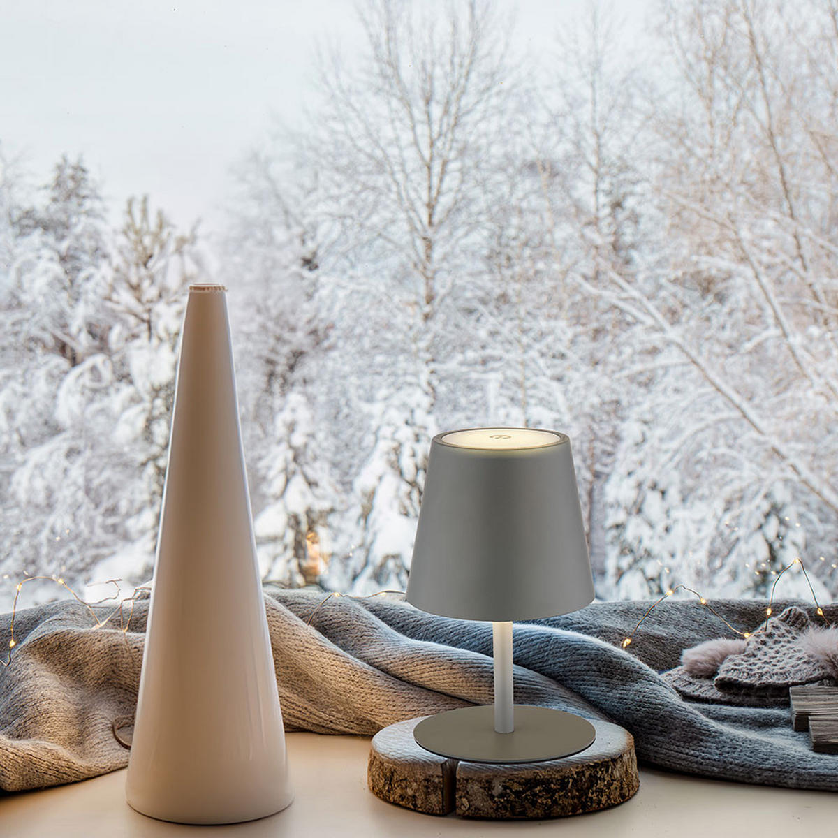 LED TISCHLAMPE Vannie Grau Akku - Grau, Metall (11.5/11.5/36cm) - Globo Lighting