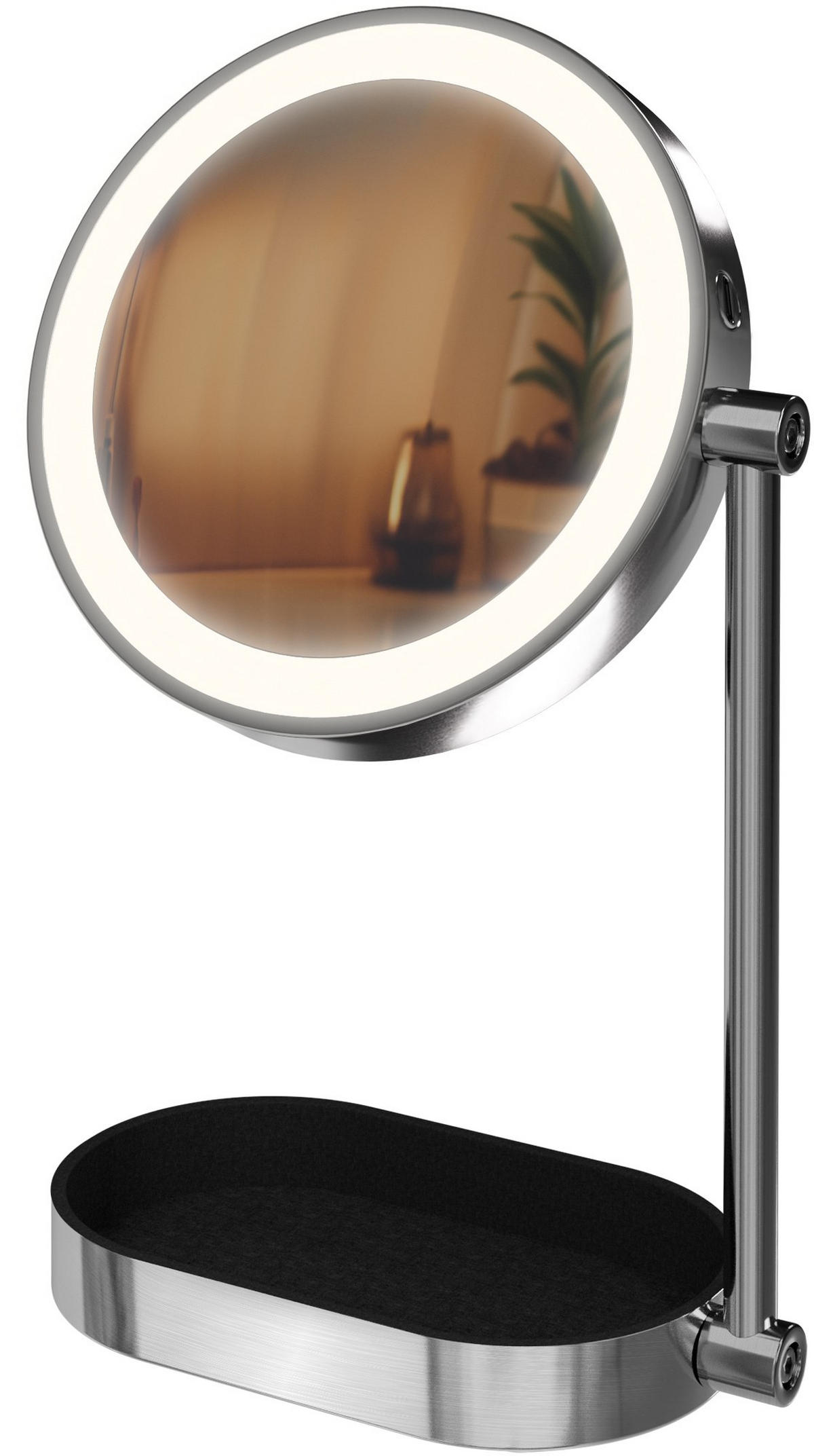 SCHMINKSPIEGEL rund Glas Weiß - Weiß, Glas (18/30/18cm) - CLP