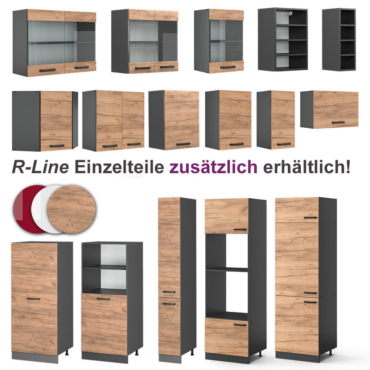 KUHINJA U OBLIKU SLOVA L Rick Zlatna Snaga Hrasta / Antracit 190 x 46 +, RP antracit - hrast medunac/antracit, drvni materijal (190/81.6/46cm) - Vicco