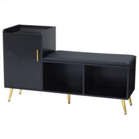 SCHUHSCHRANK DE-37827 mit Sitzbank und verstellbaren Böden Schwarz - Schwarz, Holzwerkstoff (120/71.5/35cm) - ComfortXL
