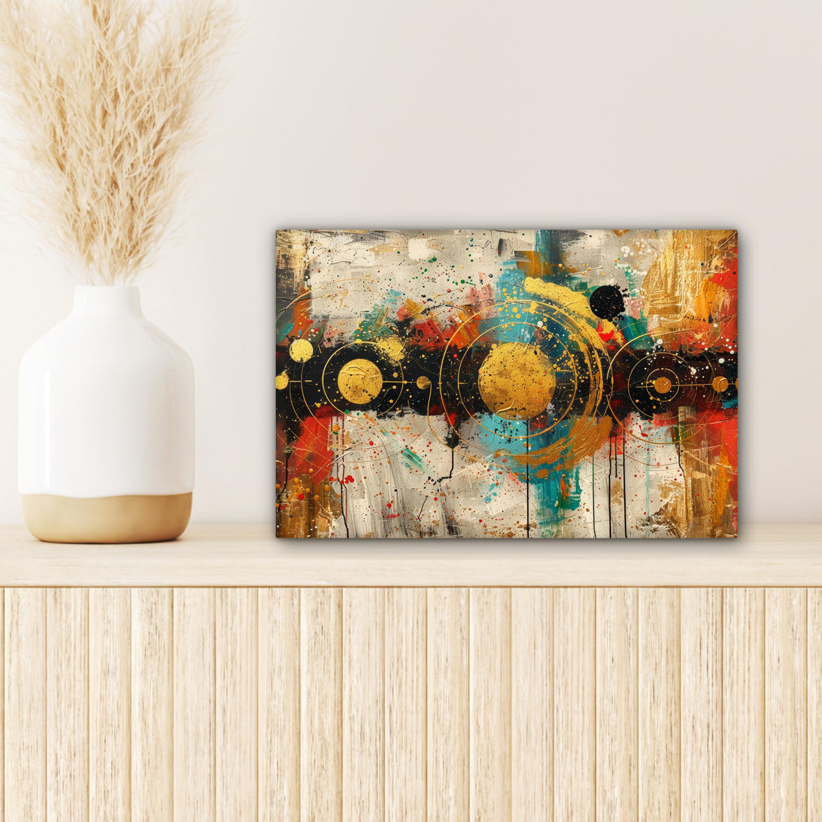 LEINWANDBILD - Abstrakt - Kunst - Gold - Modern - 30x20 - Deko XXL - Multicolor, Textil (30/20cm) - MuchoWow