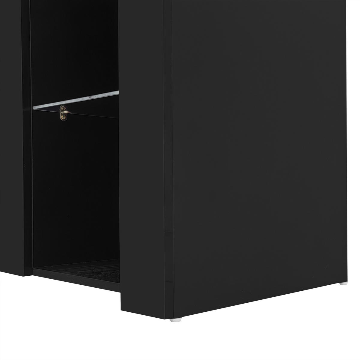 SIDEBOARD in Schwarz mit Glasregalen und Schranktür für Wohnzimmer, Esszimmer und Küche, B95/T35/H83 cm - Schwarz, Glas/Holzwerkstoff (95/83/35cm) - STILVORA