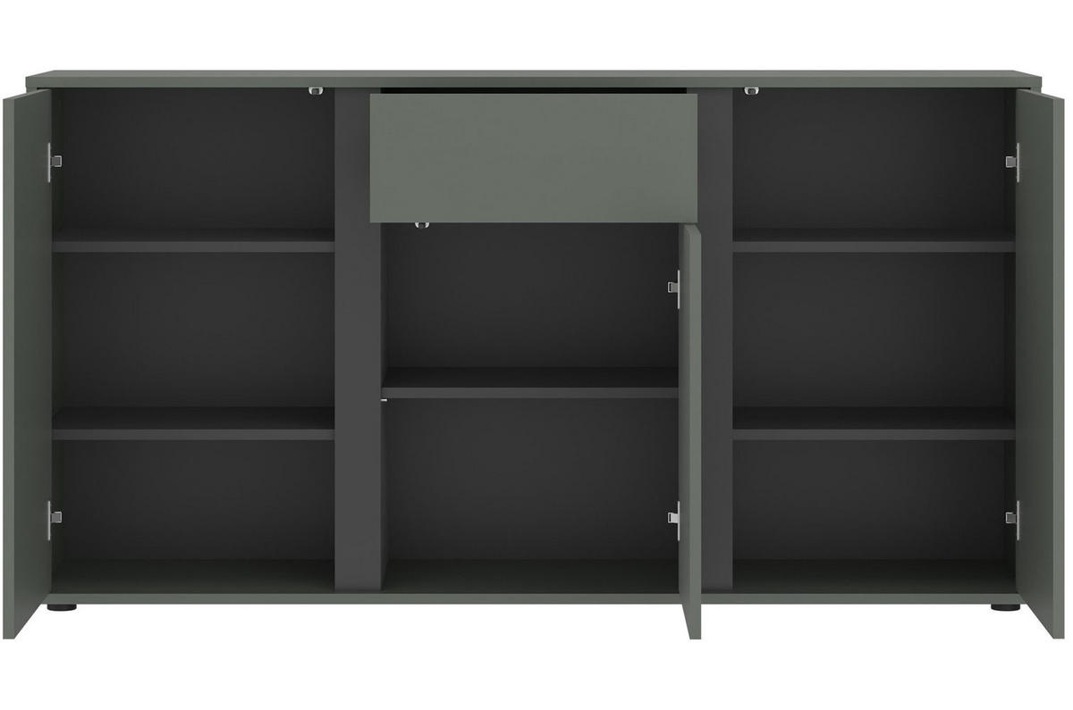 SIDEBOARD Veddel grau-grün / anthrazit 155 / 40 / 82cm - Blaugrau/Grau, Holz/Holzwerkstoff (155/82/40cm) - Feldmann-Wohnen