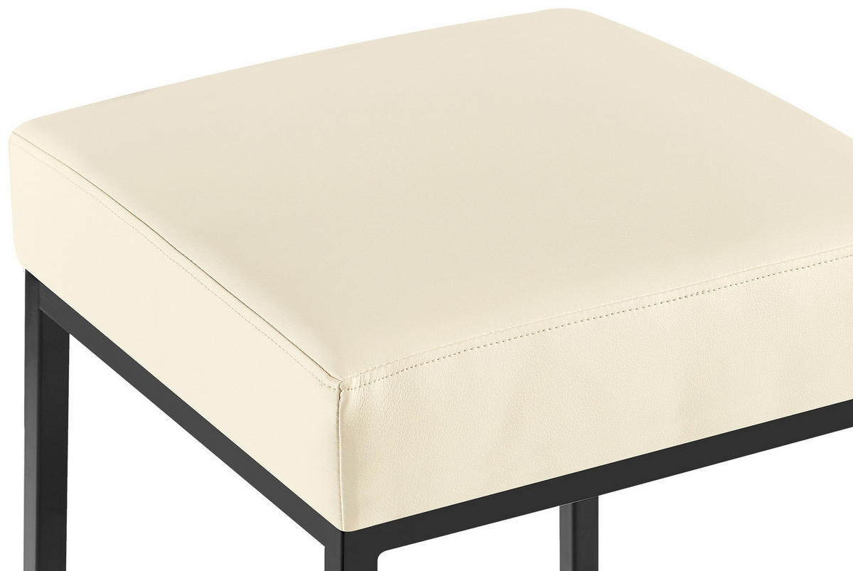 BARHOCKER 2er Set Lederlook creme - Creme/Schwarz, Textil/Metall (37/78/37cm) - CLP