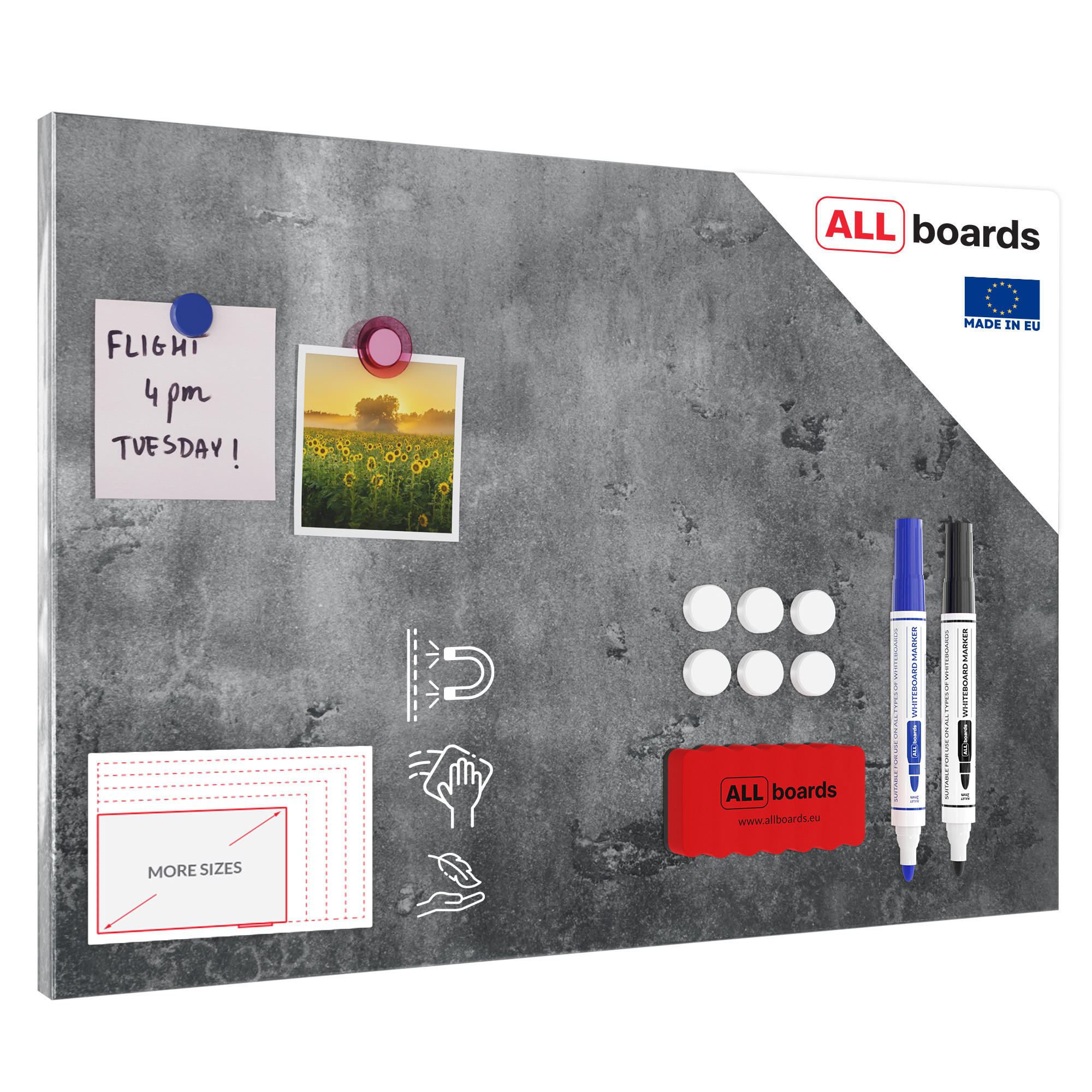 METALBOARD BETONMAUER 60x40cm + Zubehör-Set - Grau, Metall (60/40/1.8cm) - ALLboards