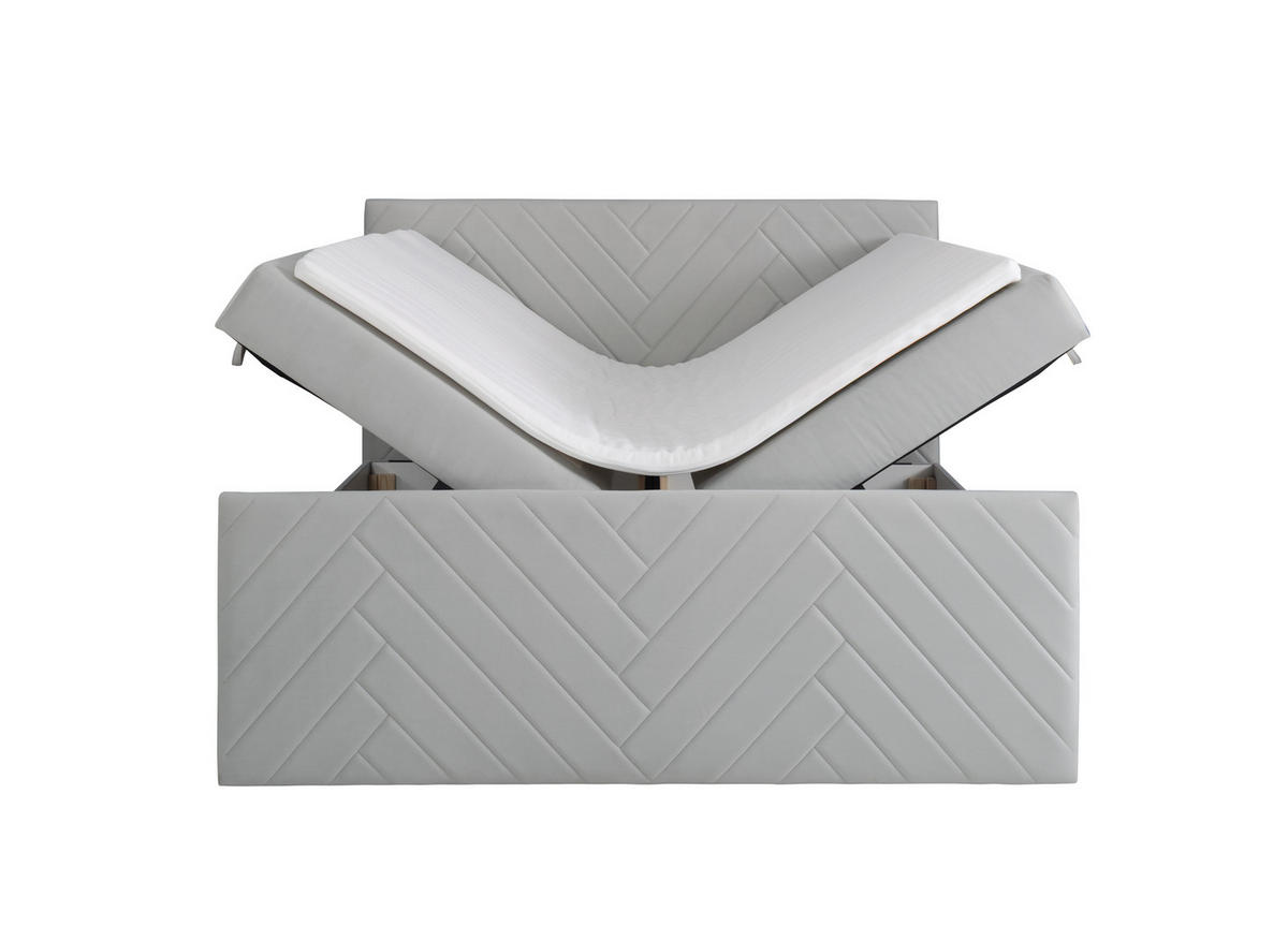BOXSPRINGBETT NOVA mit Topper und Bettkasten, Silberfarben, 160x200 cm - Silberfarben, Textil (160/200cm) - KS Home Concept
