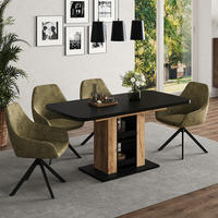 ESSTISCH Fenaro Schwarz/Goldkraft Eiche 120 x 80 cm - Honigeiche/Schwarz, Holzwerkstoff (80/120/76cm) - Vicco