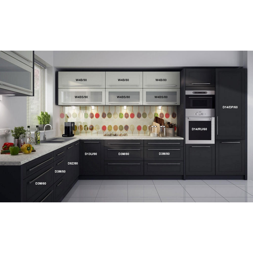 Thumbnail - Feldmann-Wohnen Winkelküche, Graphit, Creme, Metall, L-Form,Rechteckig, 385x207x253 cm, Küchen, Eckküchen, Eckküchen ohn...