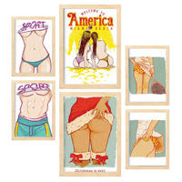 POSTER Set Mit 6 Frech In Rustikale Zitate A3 & A4 Rahmen Aus Hellem Holz - Beige, Papier (29/3cm) - Nacnic