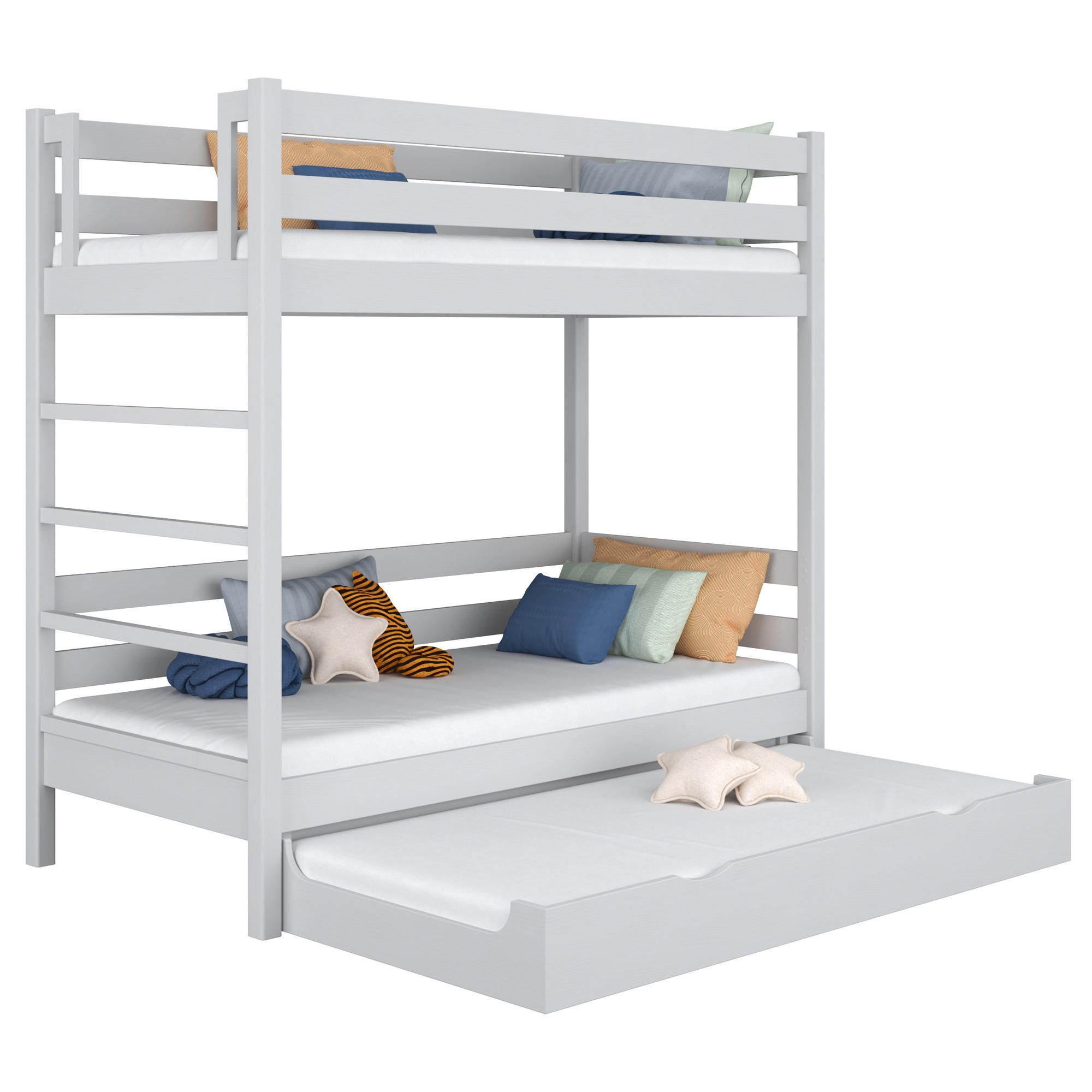 ETAGENBETT N03 mit Matratzenschublade Grau 100/180 - Grau, Naturmaterialien/Holz (100/180cm) - N-Wood