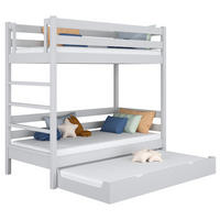 ETAGENBETT N03 mit Matratzenschublade Grau 100/190 - Grau, Naturmaterialien/Holz (100/190cm) - N-Wood