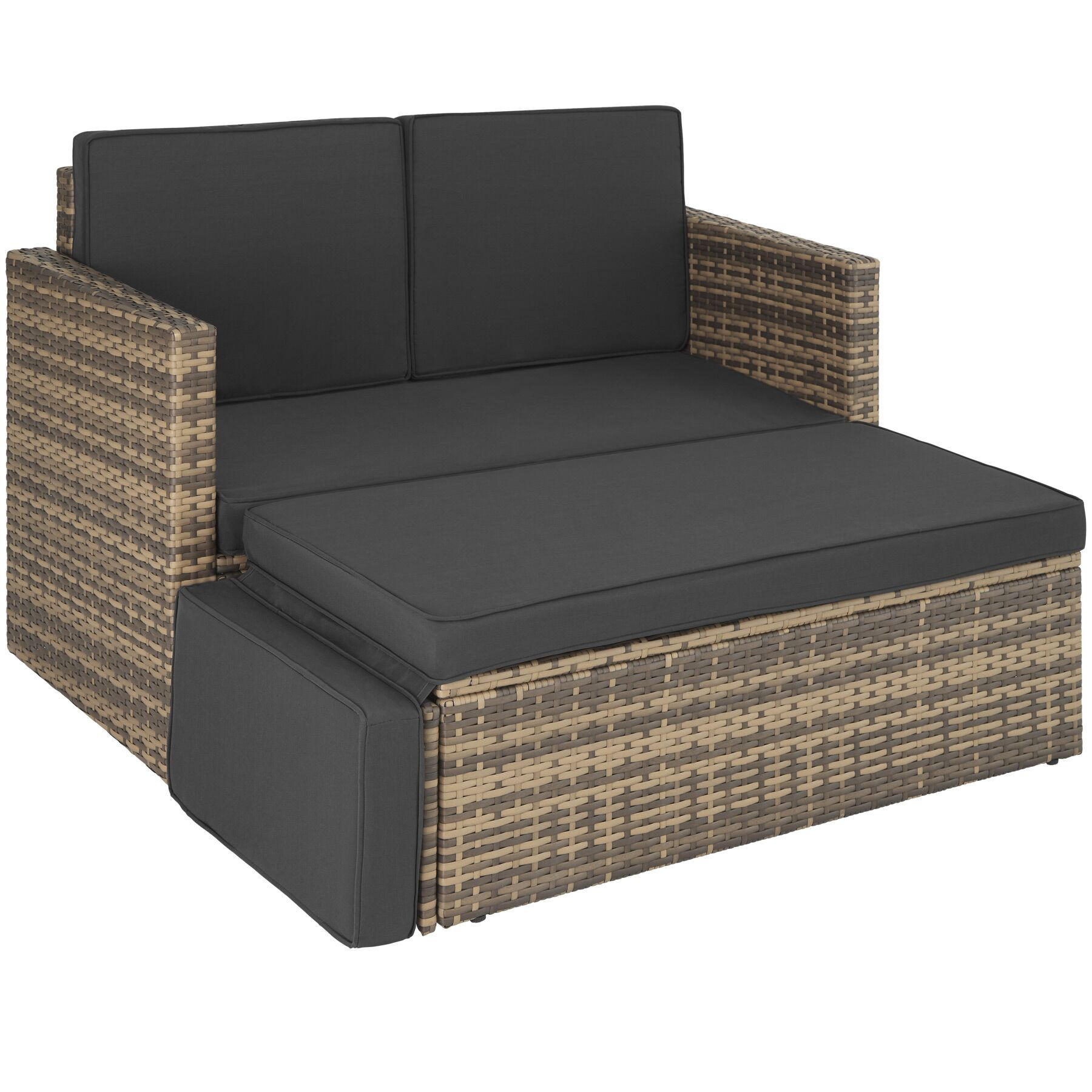 RATTANLOUNGE Korfu, Hocker mit klappbarer Stütze, natur - Naturfarben, Kunststoff - tectake