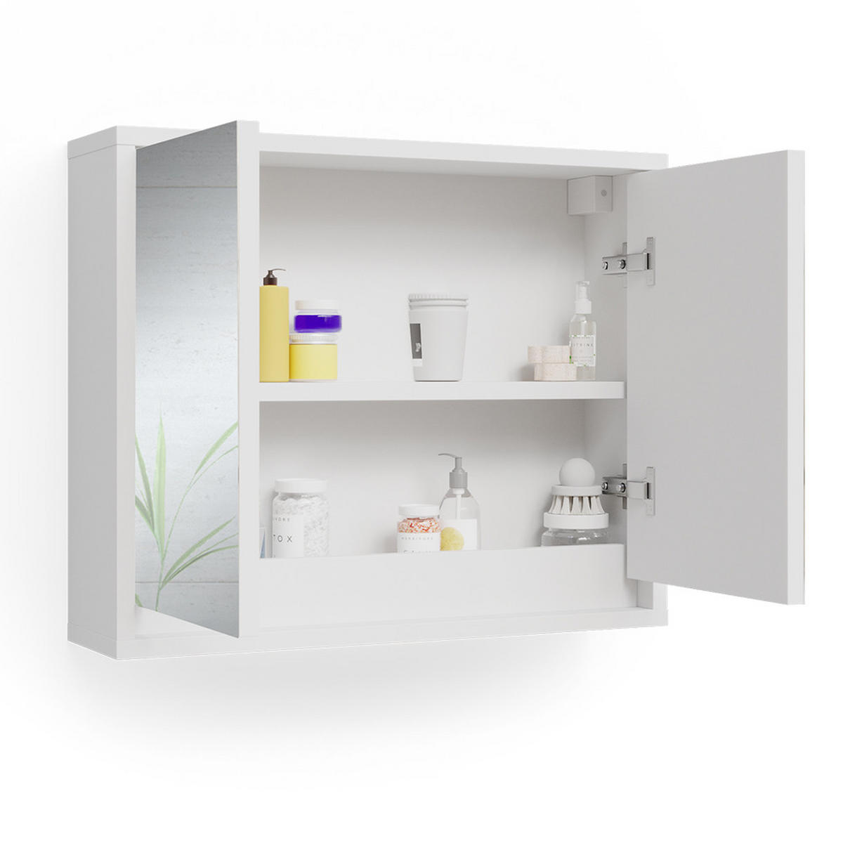 BADSPIEGELSCHRANK Mila Weiß 55 x 45 cm - Weiß, Holzwerkstoff (55/45/14cm) - Vicco