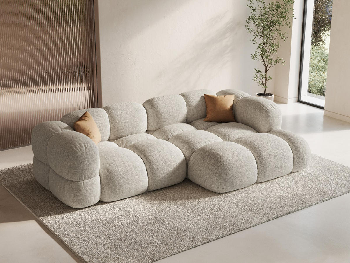 ECKSOFA rechts Loretto aus strukturiertem Stoff beige 3 Sitzplätze - Beige, Textil (147/250cm) - Cosmopolitan Design
