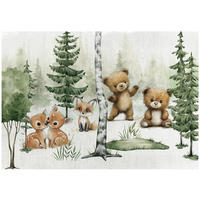 FOTOTAPETE Wald Tiere Grün 312x219 cm - Multicolor, Papier (312/219cm) - Wallarena