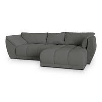 ECKSOFA ORENTI R-S Grau Boucle-Stoff mit Schlaffunktion - Grau, Holz (287/182cm) - MASSENO