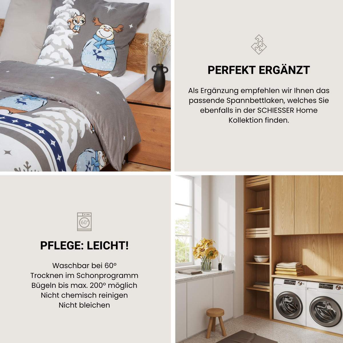 BETTWÄSCHESET Kitta - Feinbiber - 2-teilig - 155 x 220 cm - Blau - Blau, Textil (155/220cm) - SCHIESSER