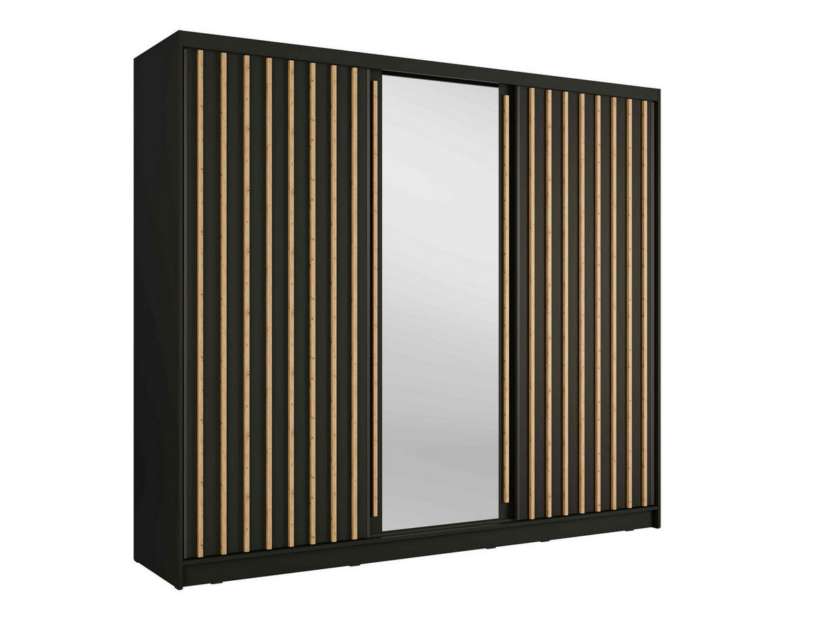SCHWEBETÜRENSCHRANK VEYDAR 248/215/62cm 3-türig mit Spiegel Grau - Grau, Holzwerkstoff (248/215/62cm) - MASSENO