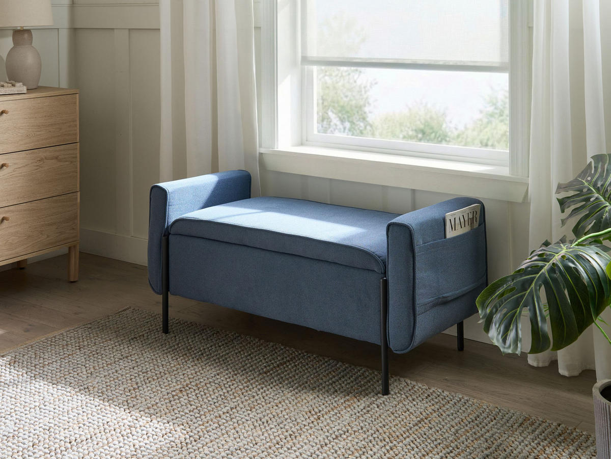 SITZBANK Blau Lewes - Blau/Schwarz, Textil (114/55/50cm) - Beliani