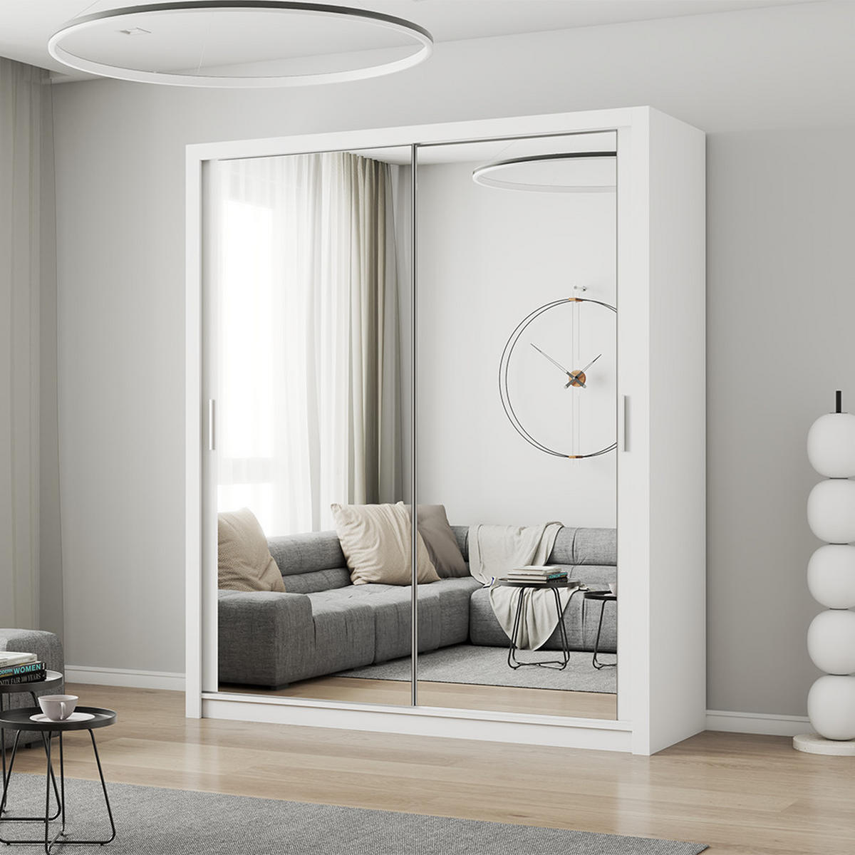 SKŘÍŇ s otočnými dveřmi Milan 180 cm 180/215/64 cm, 2dveřová, bílý - bílá, kompozitní dřevo (150/215/64cm) - imoebel24